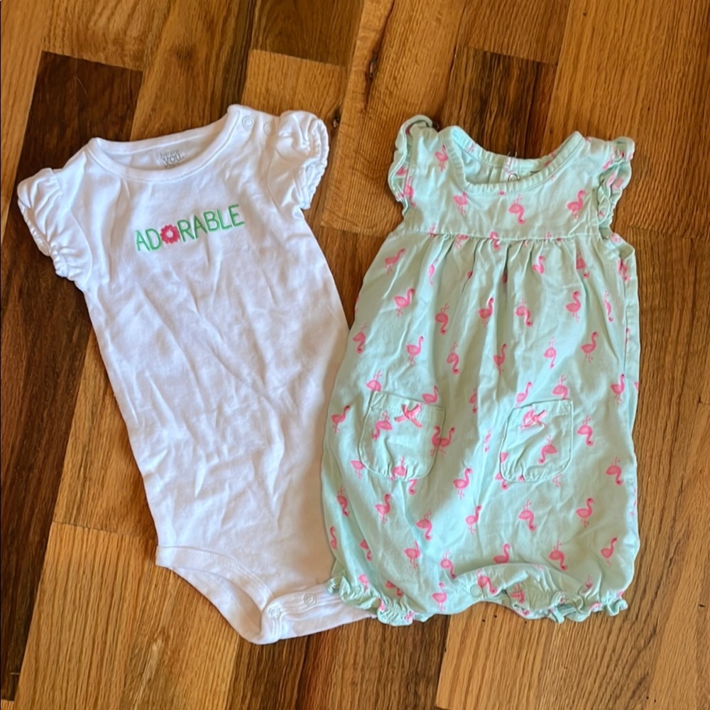 Adorable Baby Onesie and Flamingo Romper Set